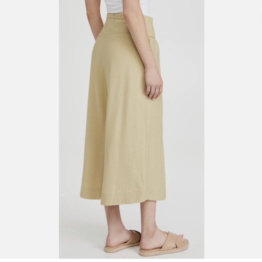 Vince Belted Palazzo Culotte Pant maiz yellow tan high waist rise Casual crop - Picture 2 of 12
